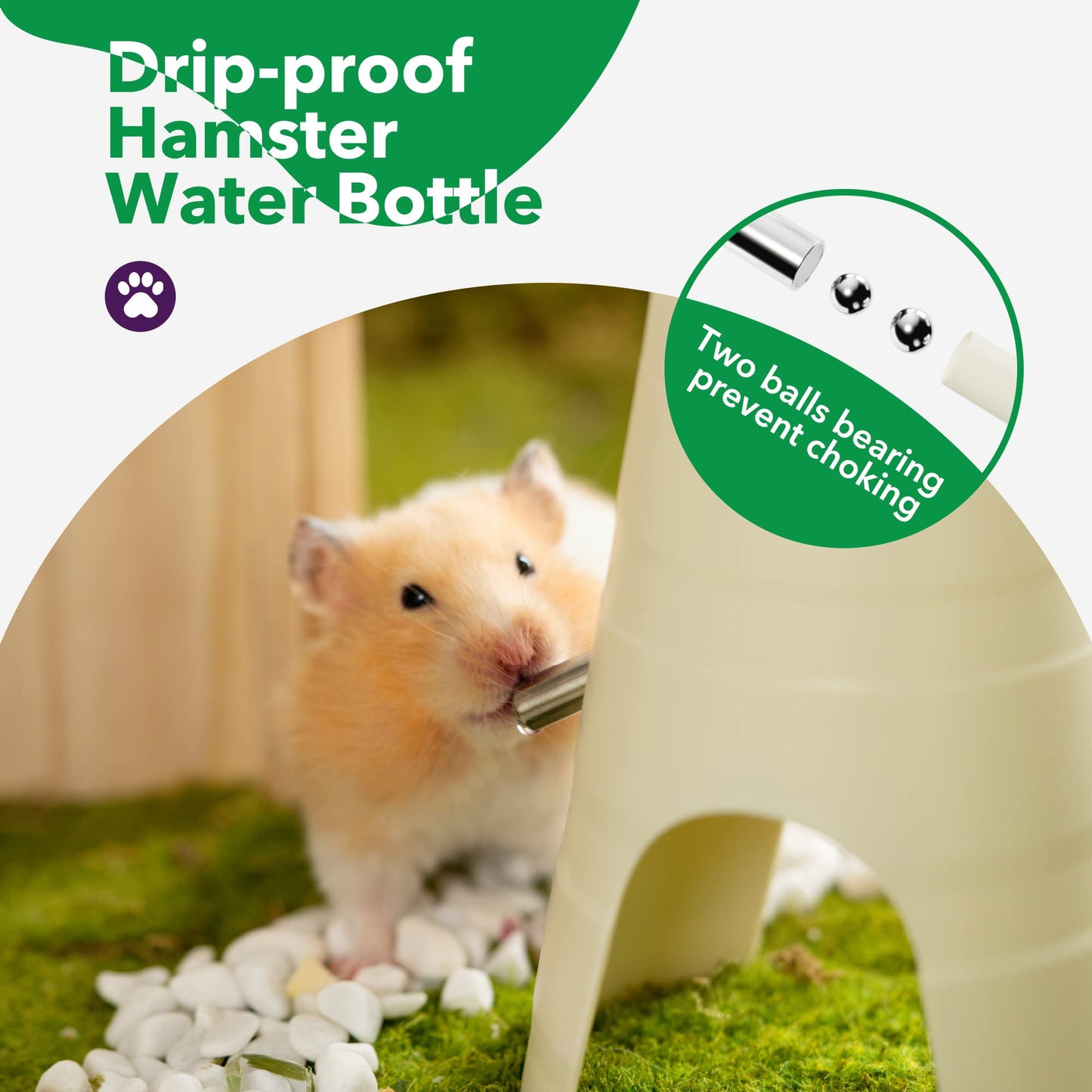 Hamster Water Bottle With Stand & Hideout Space 150ml