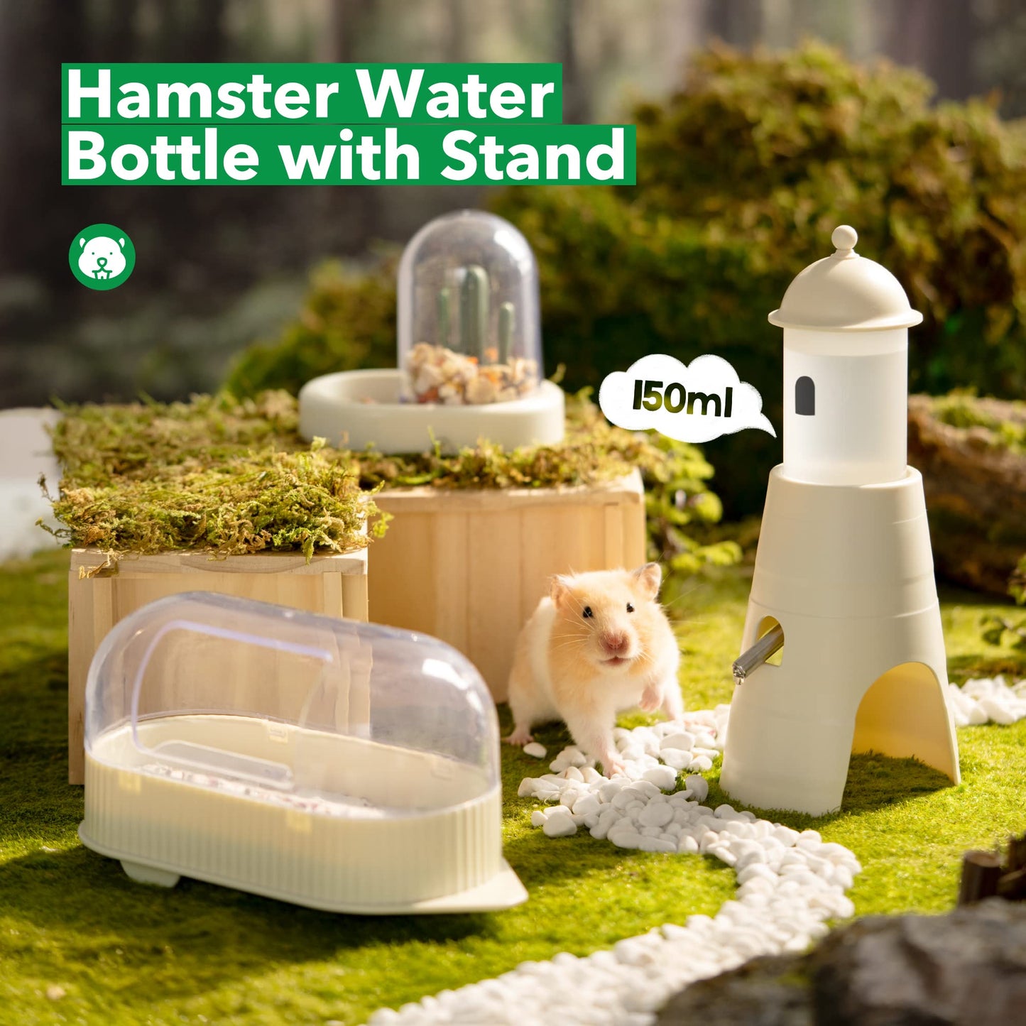 Hamster Water Bottle With Stand & Hideout Space 150ml